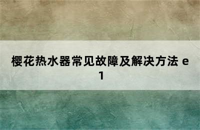 樱花热水器常见故障及解决方法 e1